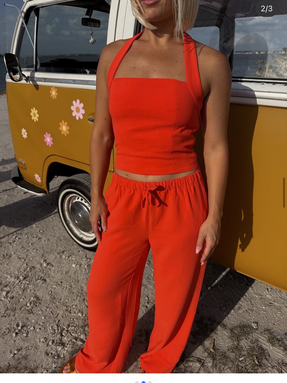 Matching Top & Pants Set in Bright Red